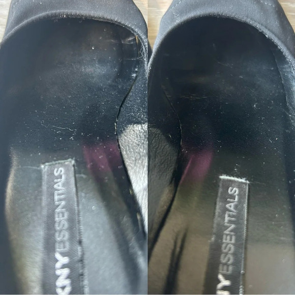 DKNY Essential Black Nylon Fabric Square Toe Slim  Heel Pumps Made in Italy - Picture 12 of 14